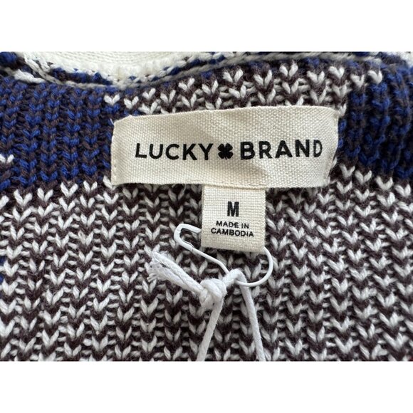 NWT Lucky Brand Aztec Cardigan Sweater Tofu Medium Southwestern $149.50 New - Picture 5 of 12